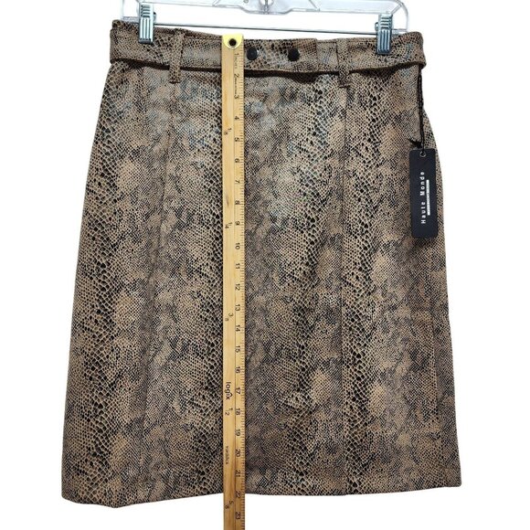 Haute Monde Womens Snake Print Faux Suede Mini Skirt Belt Loops Size L - Picture 3 of 7